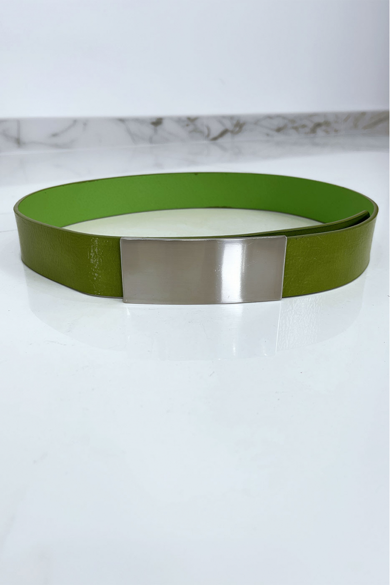 Ceinture verte avec boucle argenté - 2