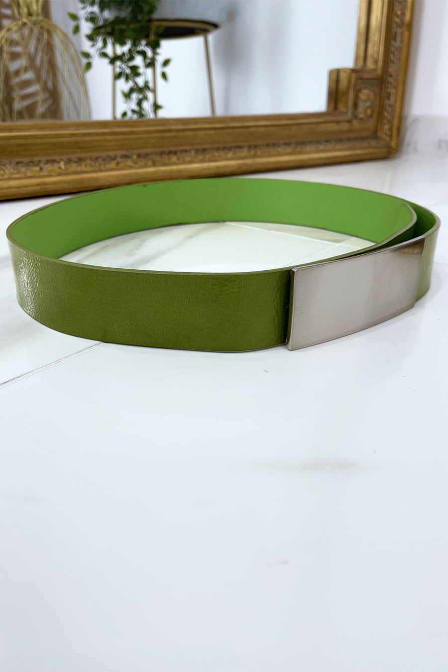Ceinture verte avec boucle argenté - 5