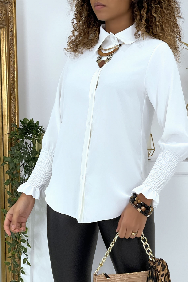 Chemise blanche avec fronce aux manches - 2