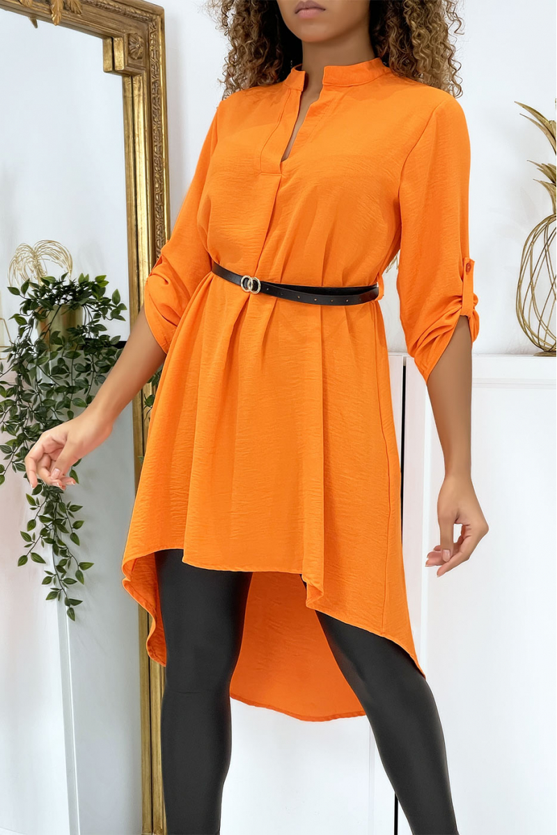 Long orange tunic with belt - 1
