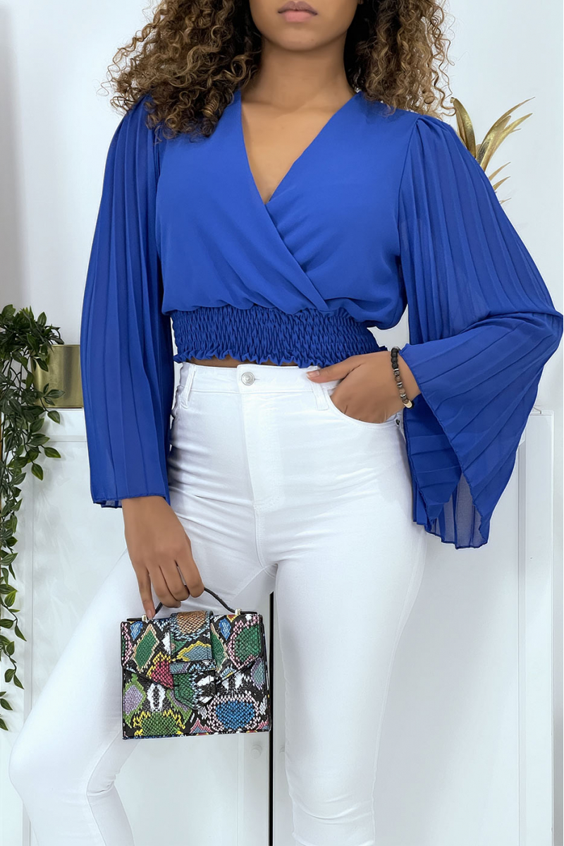 Royal wrap blouse with pleated sleeves. Women's blouse - 2