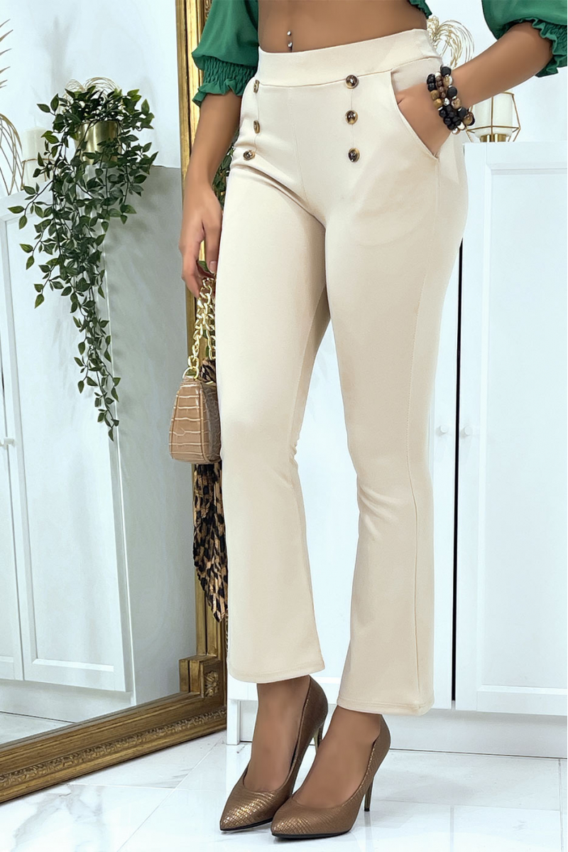 Beige eph leg trousers with buttons and pockets - 6