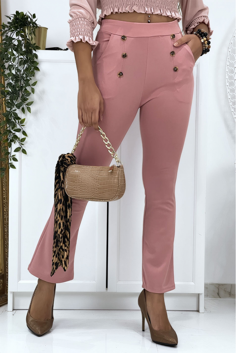 Pink eph leg trousers with buttons and pockets - 2