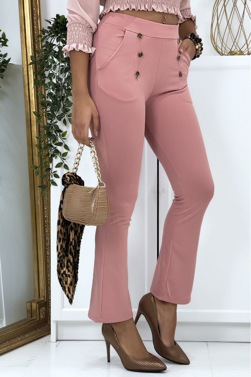 Pink eph leg trousers with buttons and pockets - 3