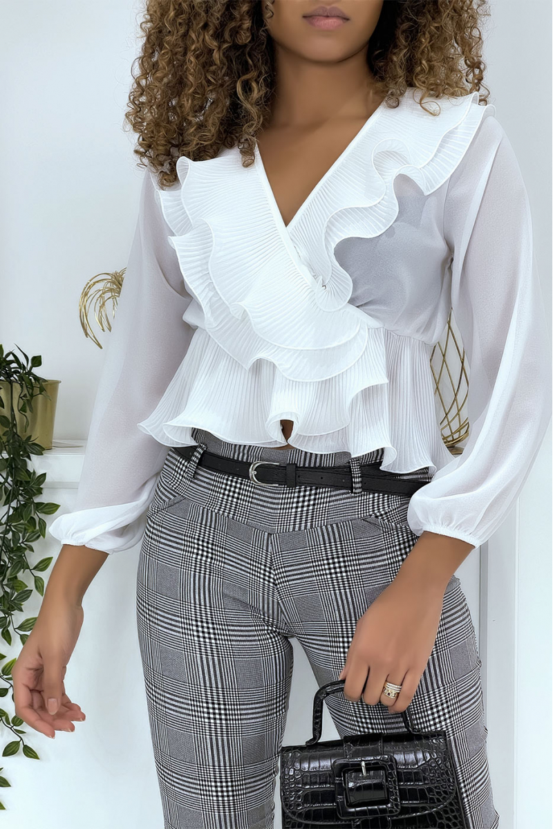 White wrap blouse with pleats - 2
