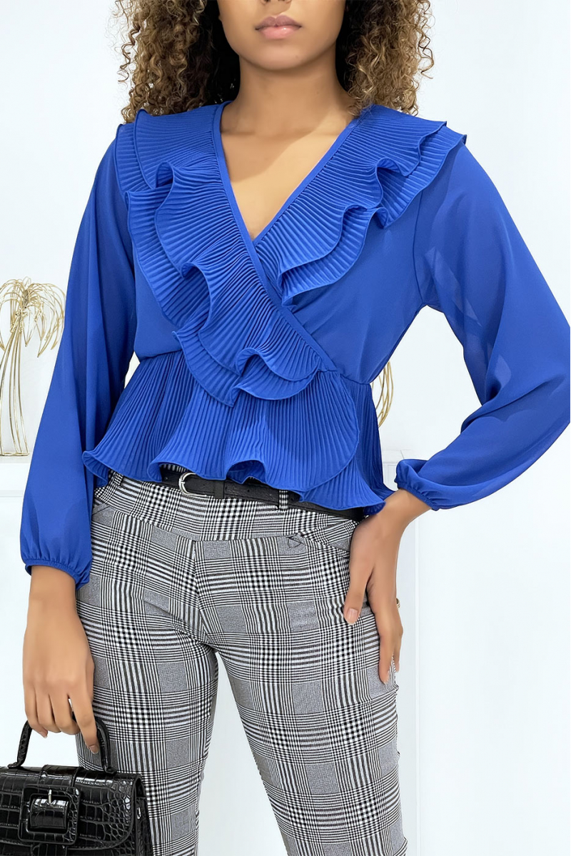 Royal wrap blouse with pleats - 2