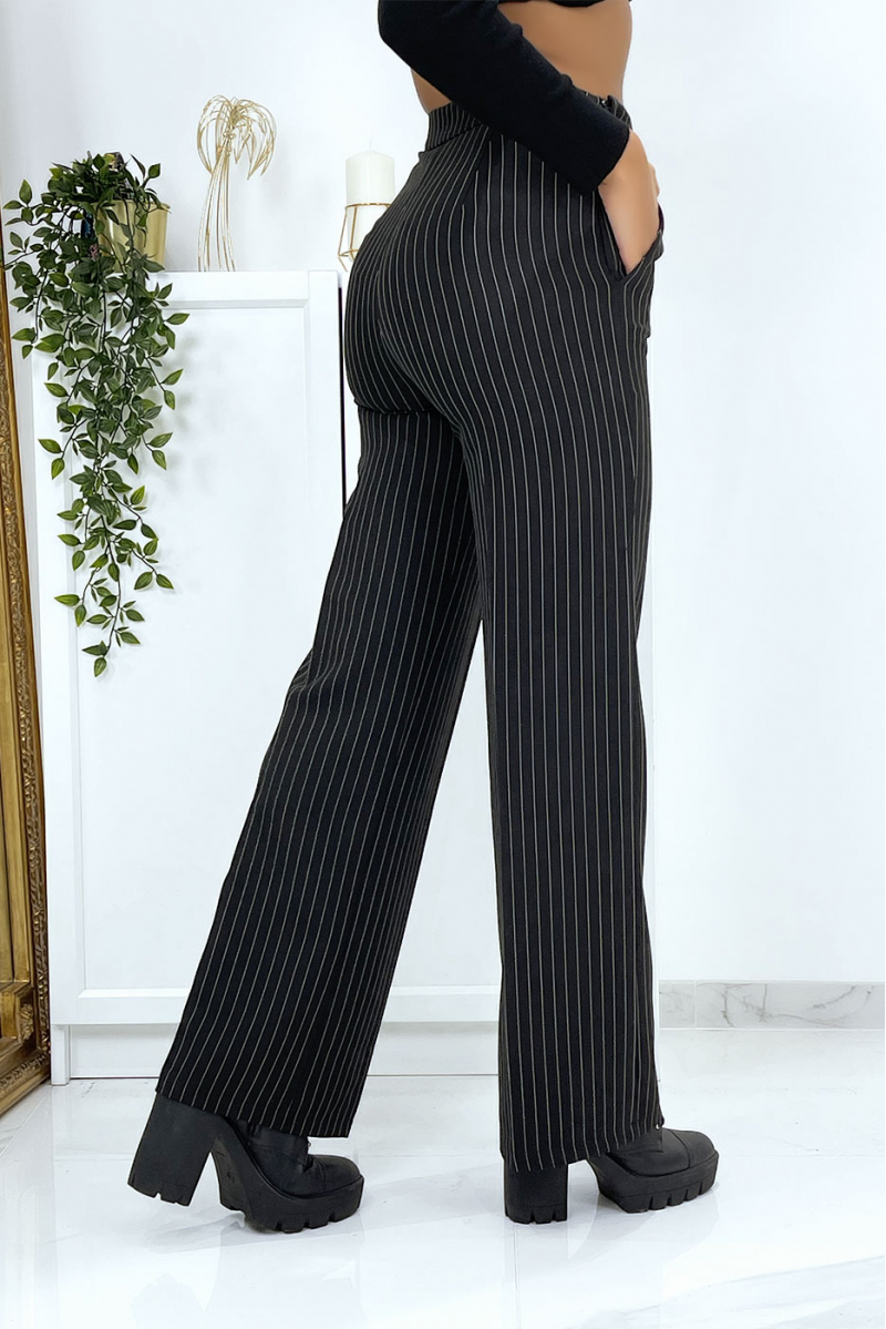 Black striped palazzo pants with pockets - 7