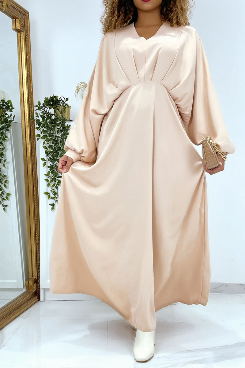 Long beige V-neck dress over size - 3