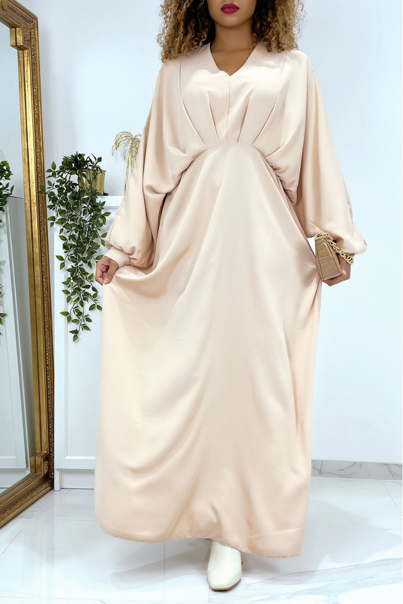 Long beige V-neck dress over size - 4