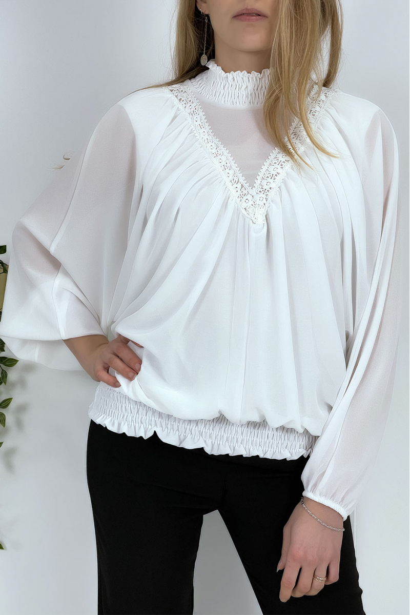 Women's white high-neck blouse - 2
