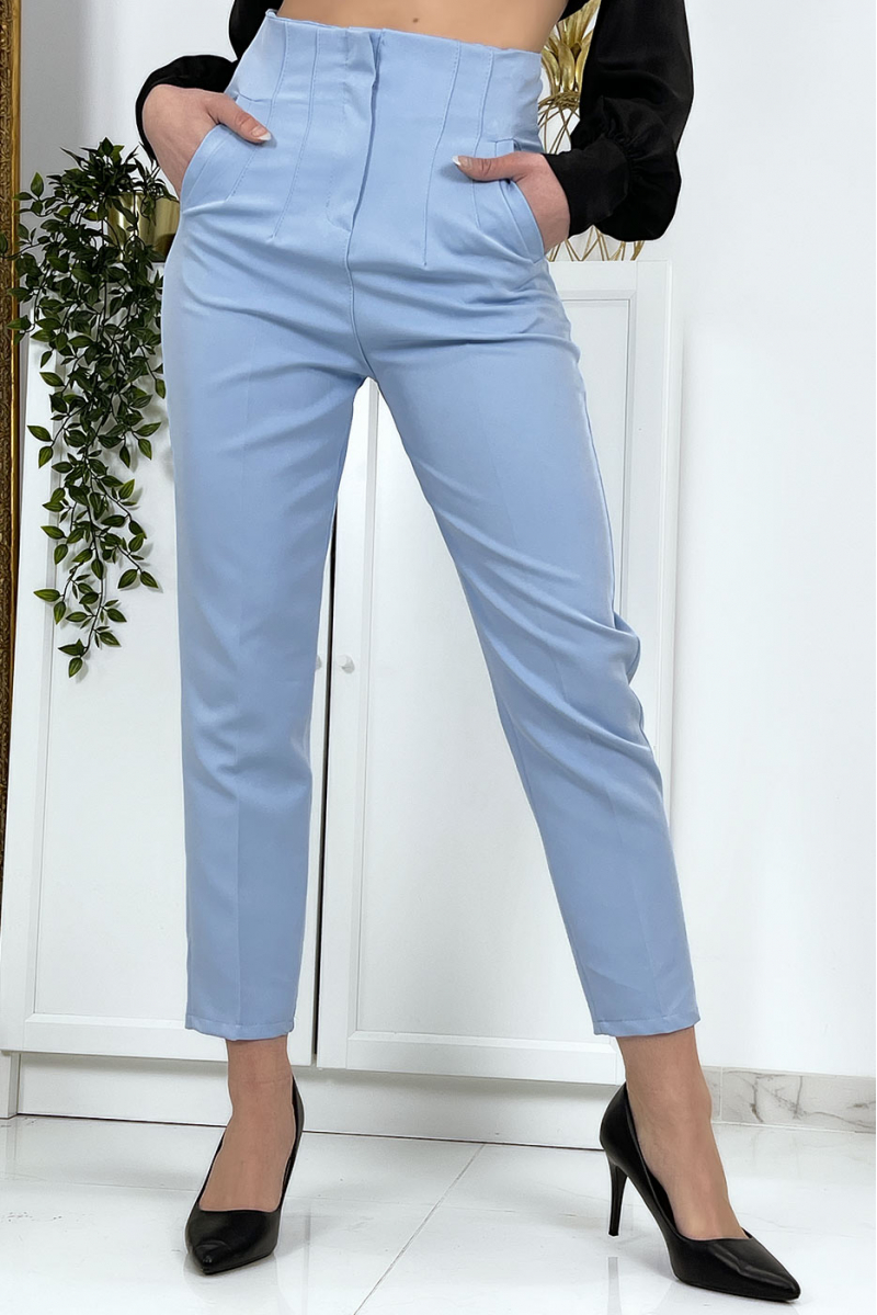 Women's sky blue cigarette pants - 4 Women's sky blue cigarette pants - 4