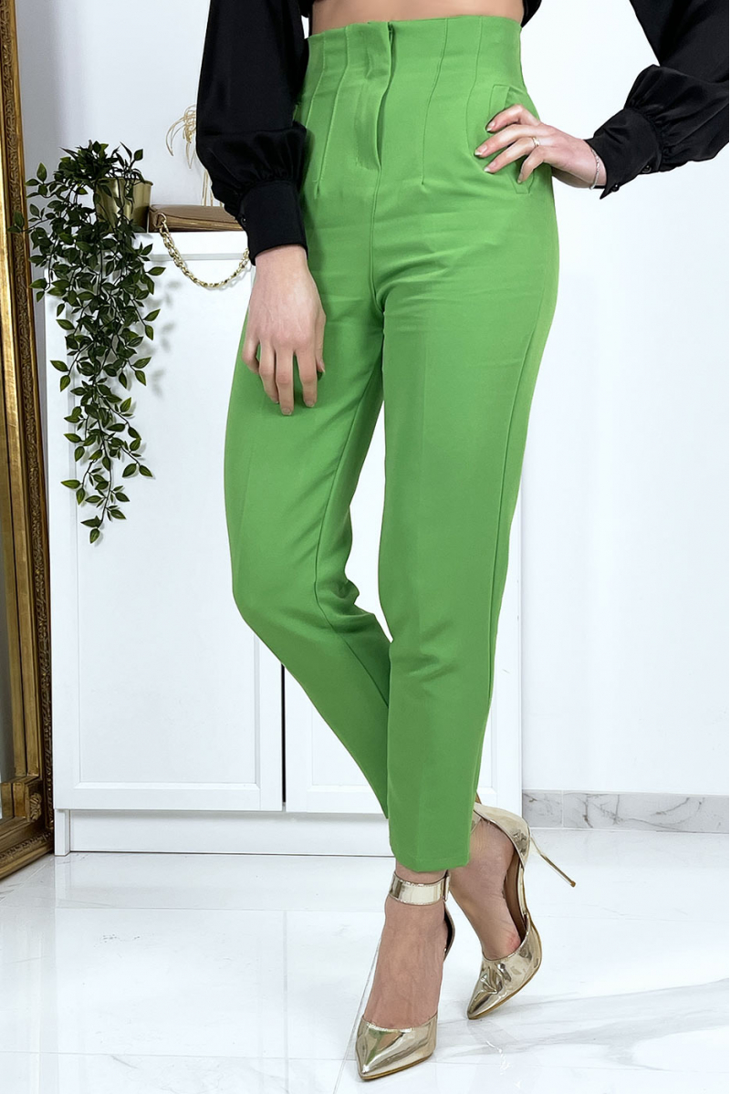 Women's anise green cigarette pants - 2