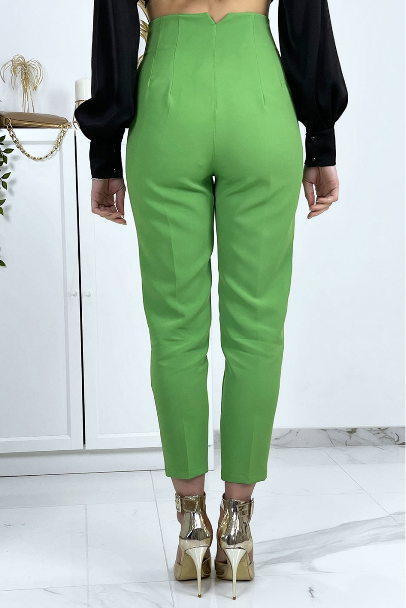 Pantalon cigarette vert anis femme - 6