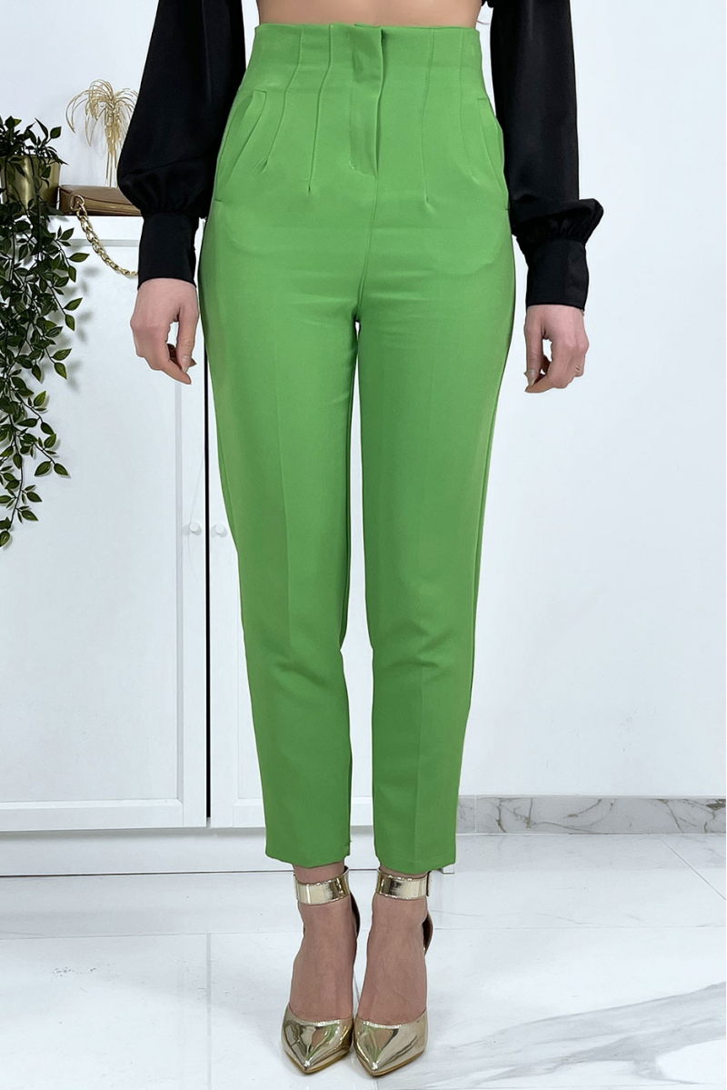 Women's anise green cigarette pants - 7