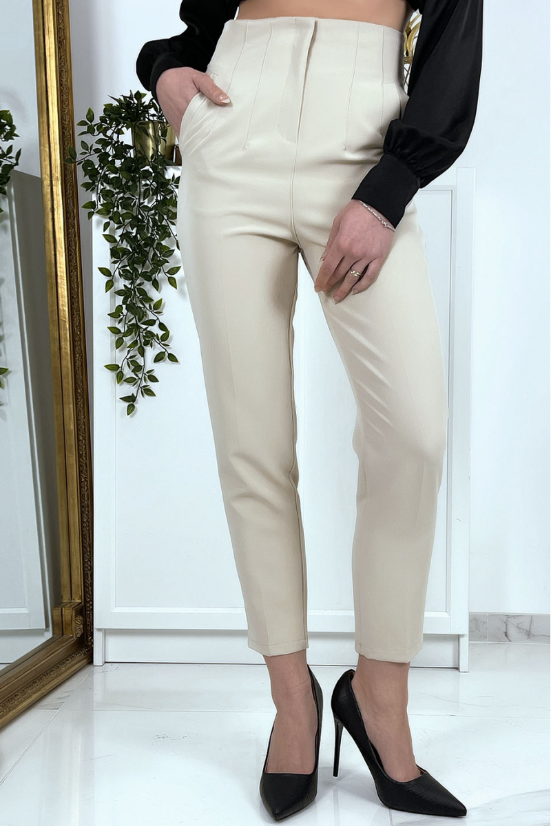 Women's beige cigarette pants - 1