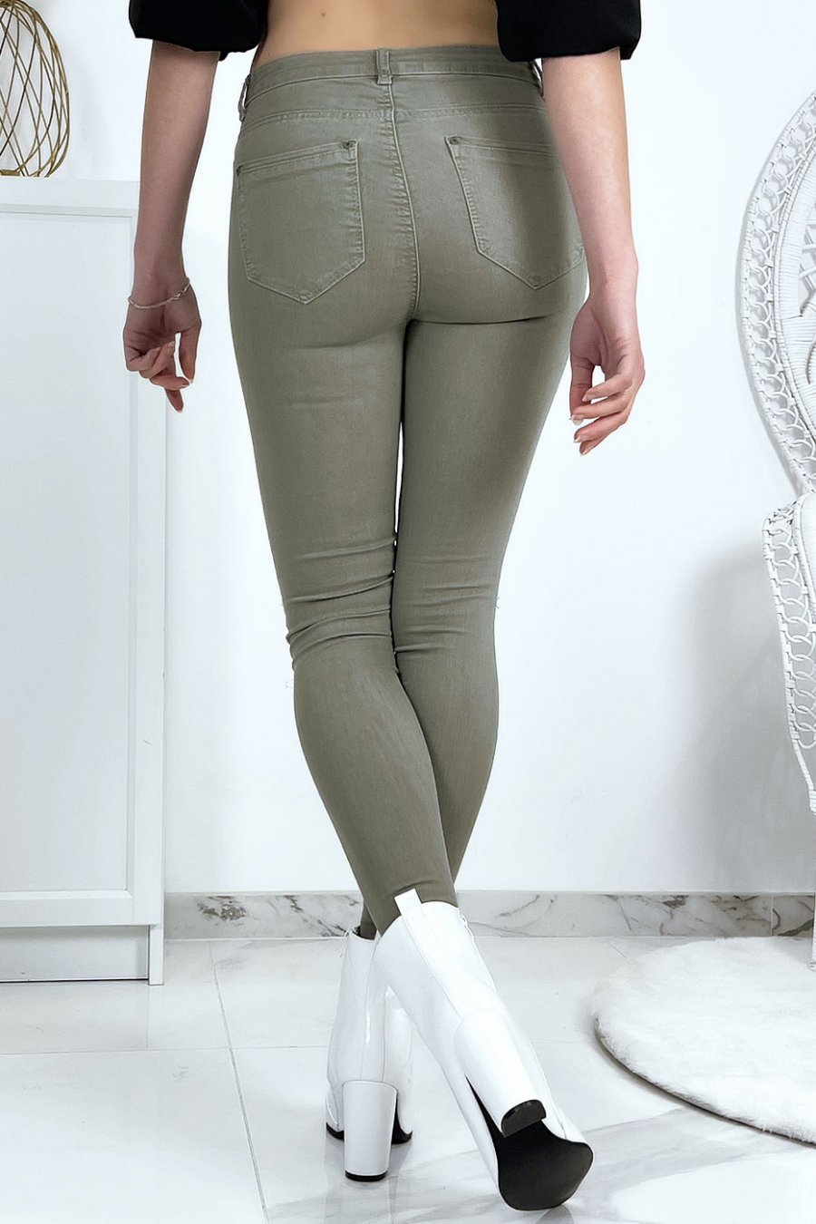 Slim kaki stretchjeans met zakken - 10