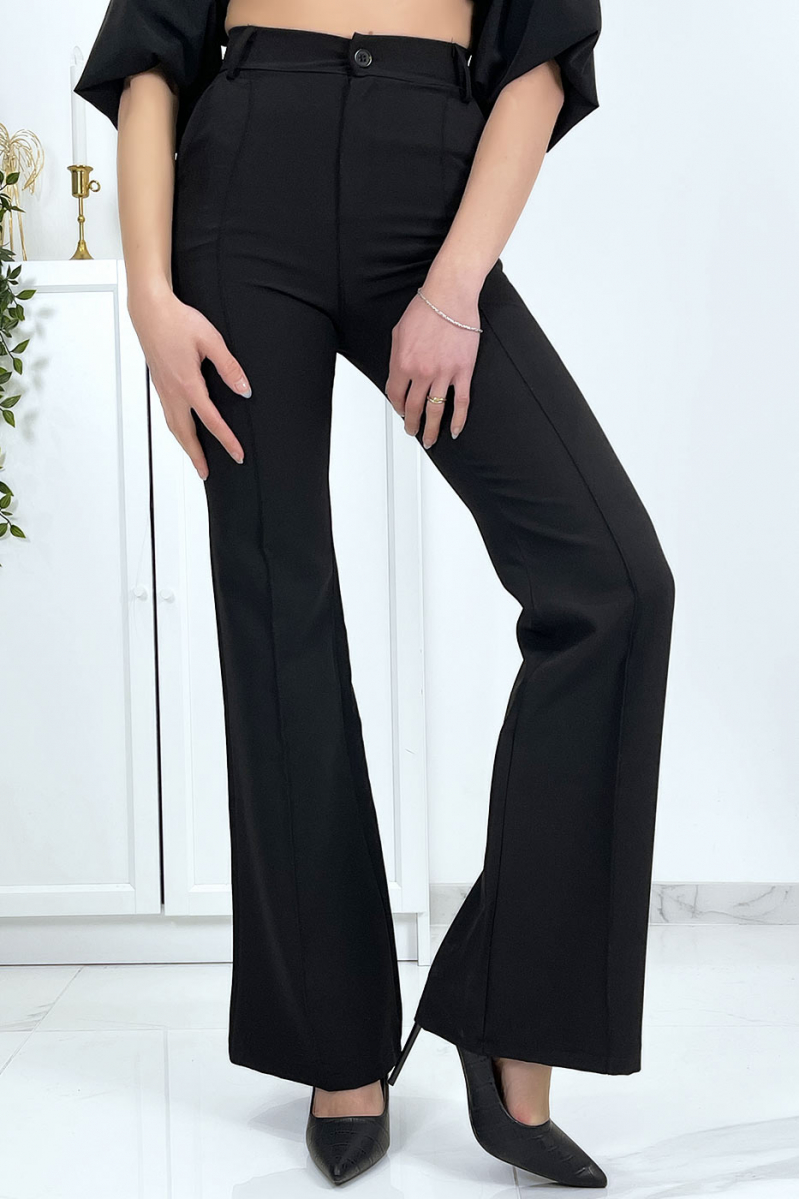 Black palazzo pants with pockets and pleats - 3