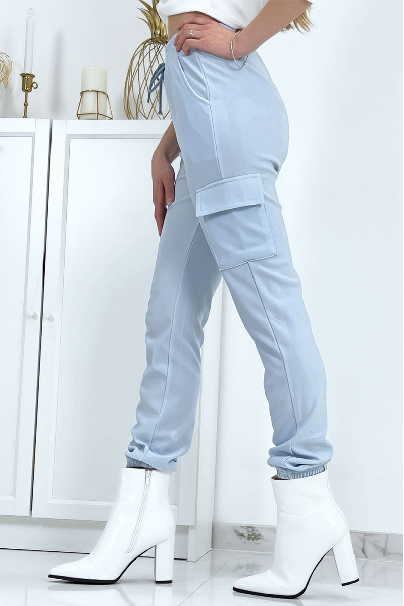 Sky blue mesh joggers with pockets - 5