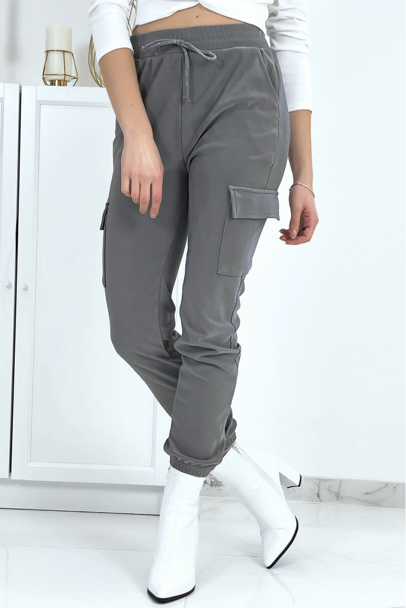 Gray mesh joggers with pockets - 4