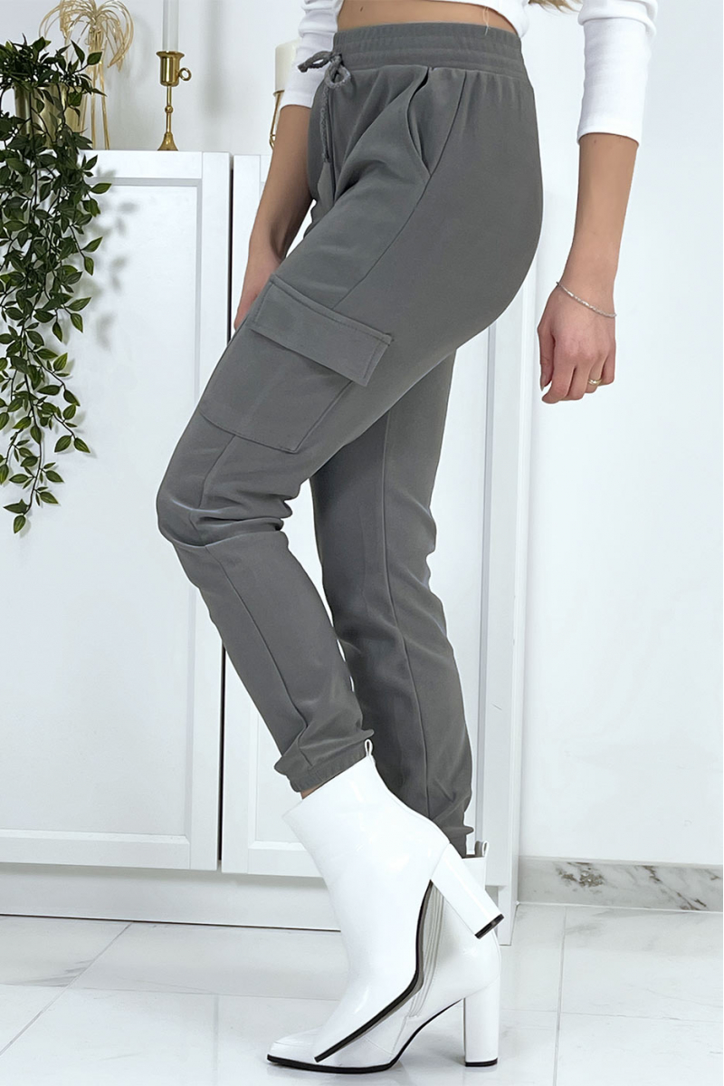 Jogging treillis gris avec poches - 6