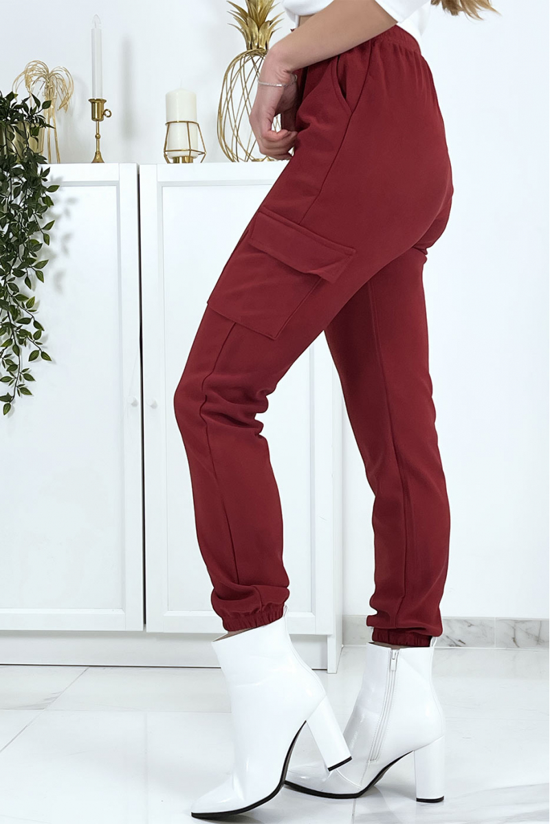 Bordeauxrode mesh joggingbroek met zakken - 2