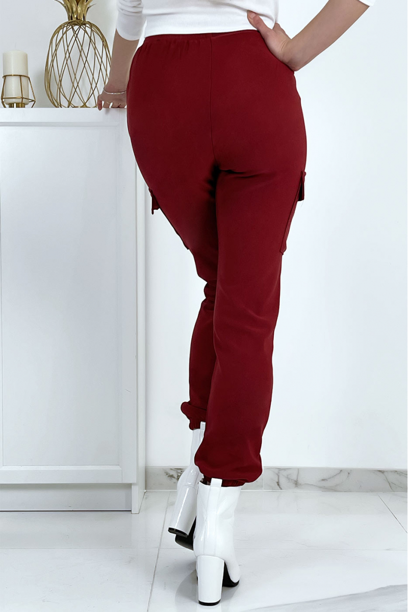 Bordeauxrode mesh joggingbroek met zakken - 9