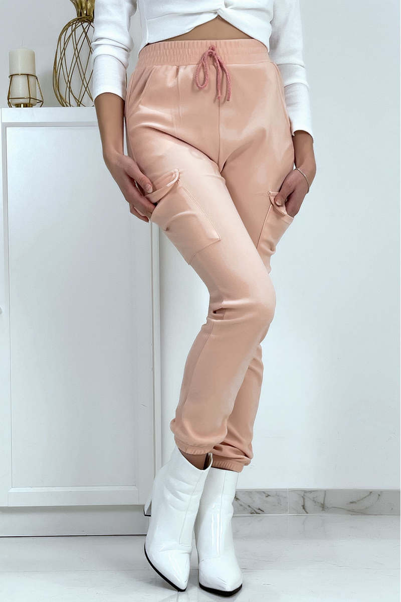 Pink mesh joggers with pockets - 1