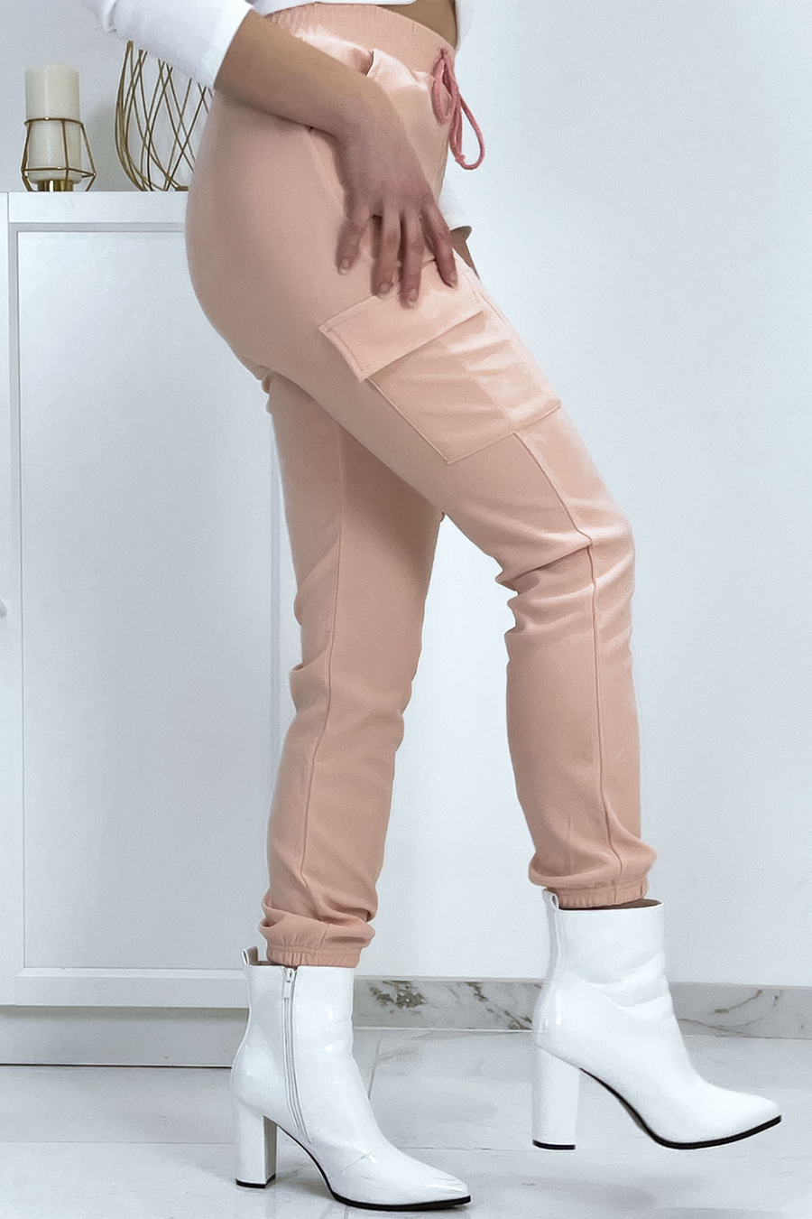 Pink mesh joggers with pockets