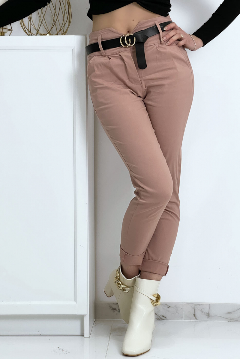 Pink carrot pants with pockets and belt - 2