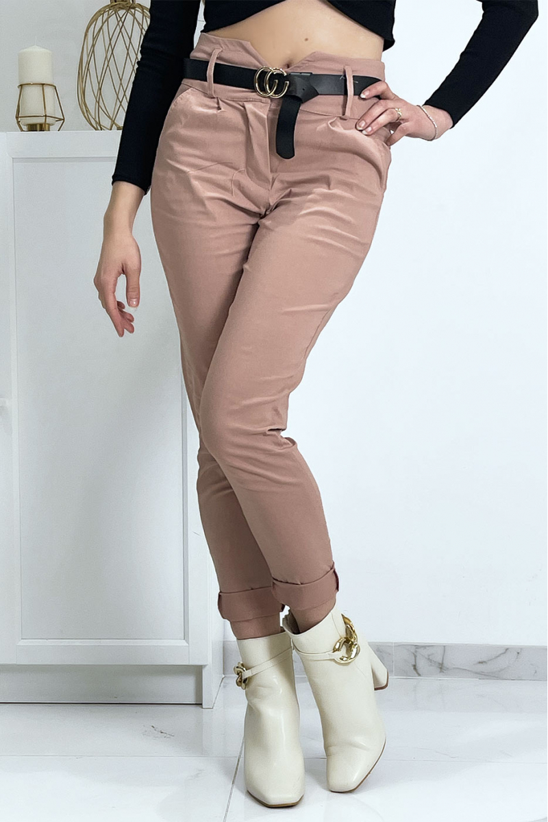 Pink carrot pants with pockets and belt - 3
