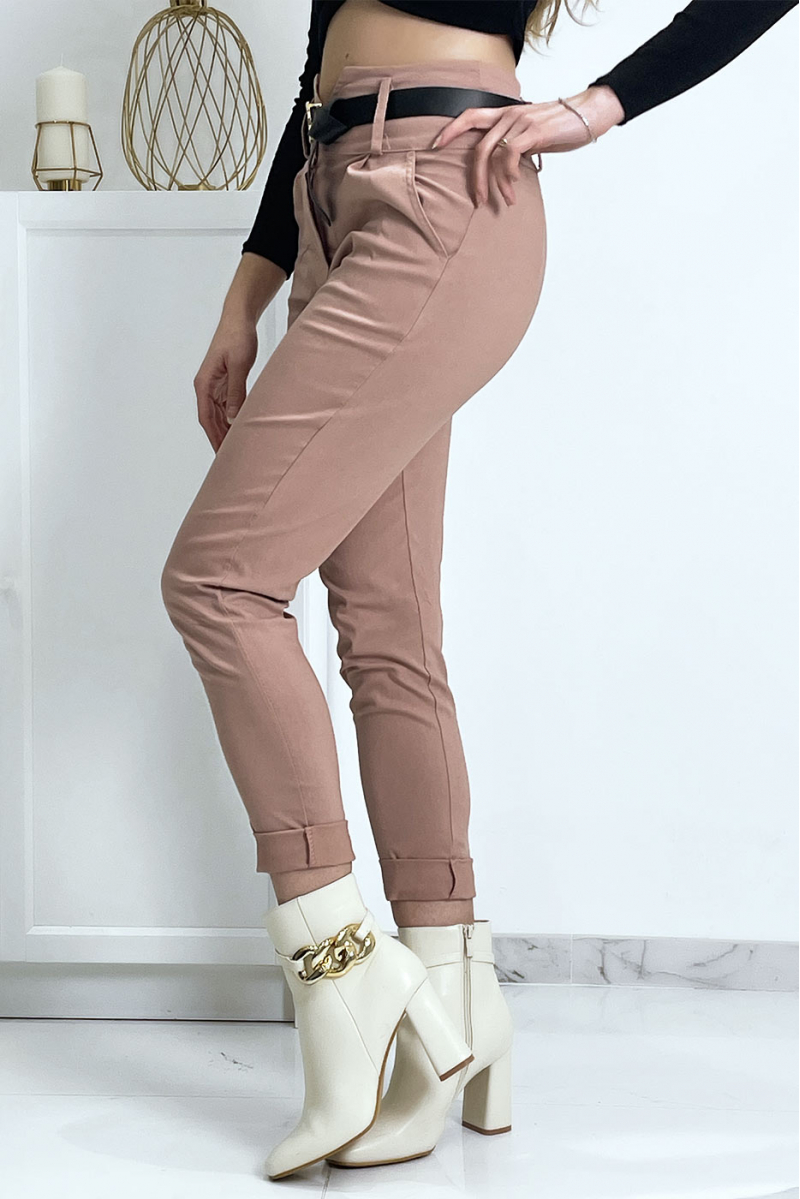 Pink carrot pants with pockets and belt - 4