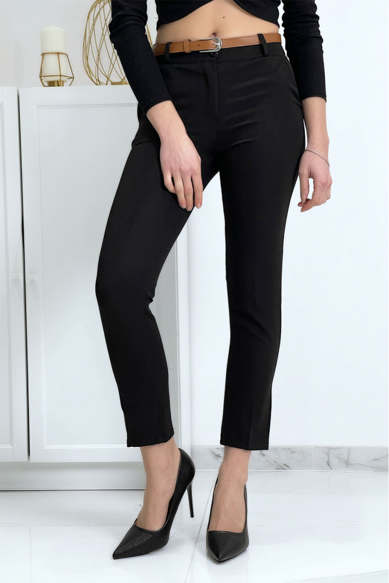 Black working girl trousers with pockets and belt - 4