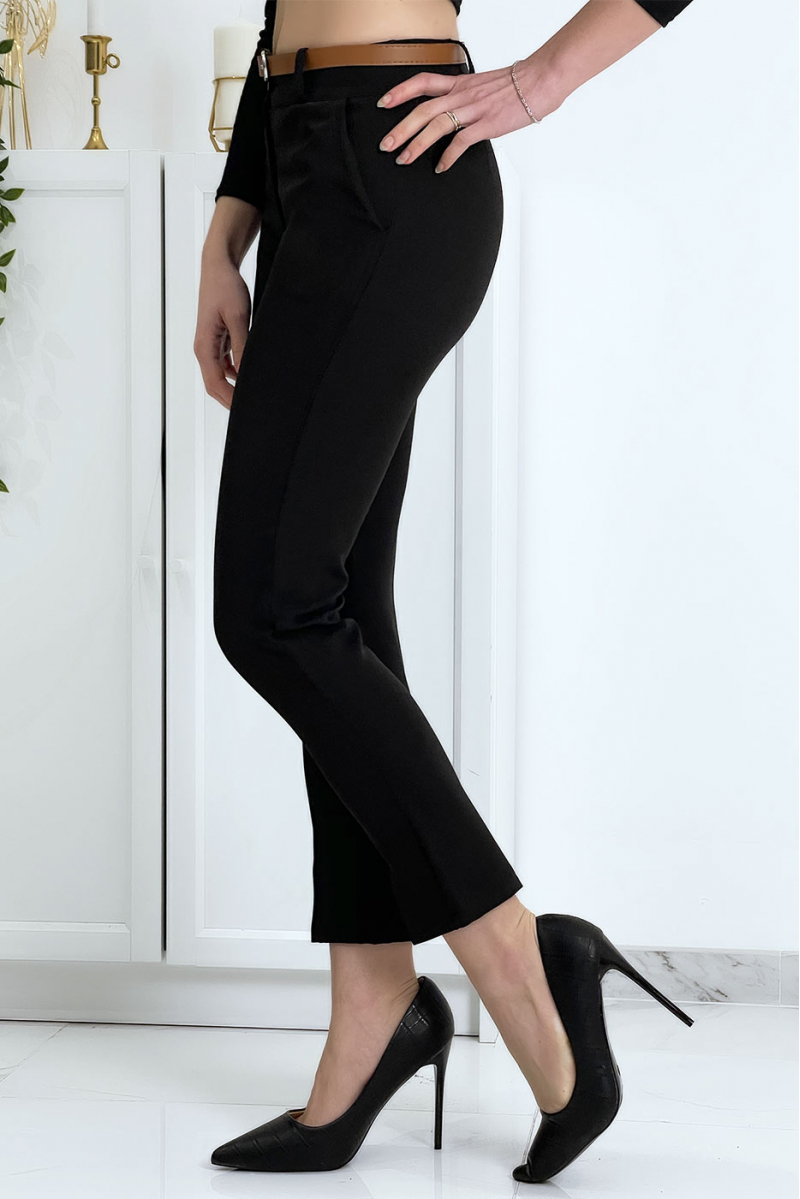 Black working girl trousers with pockets and belt - 6