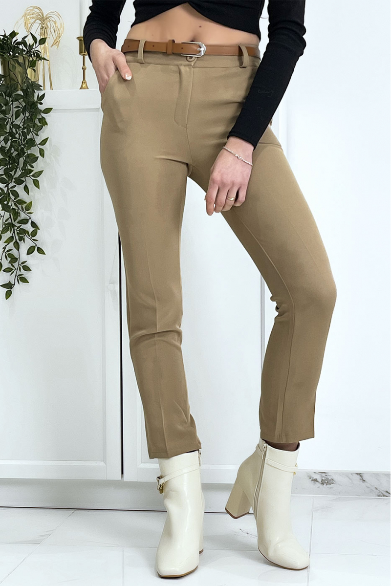 Camel working girl trousers with pockets and belt - 2