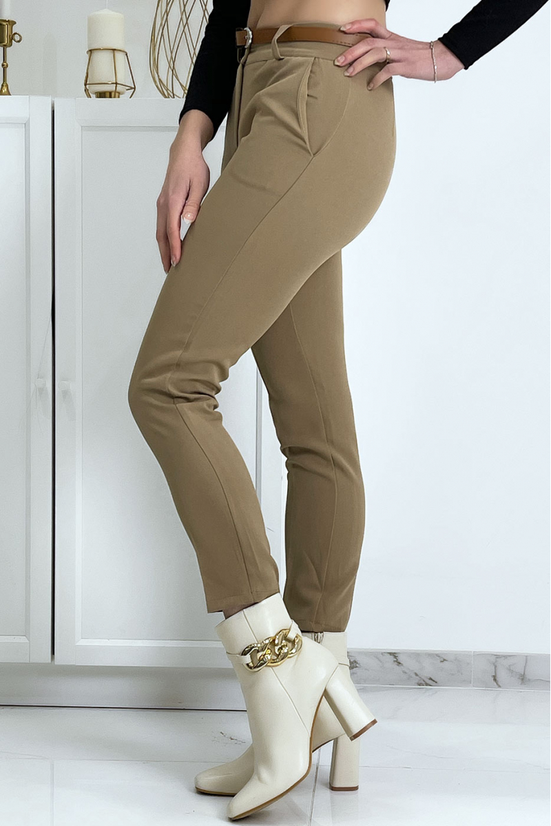 Camel working girl trousers with pockets and belt - 3