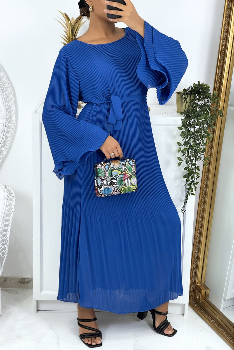 Long royal blue pleated dress - 2