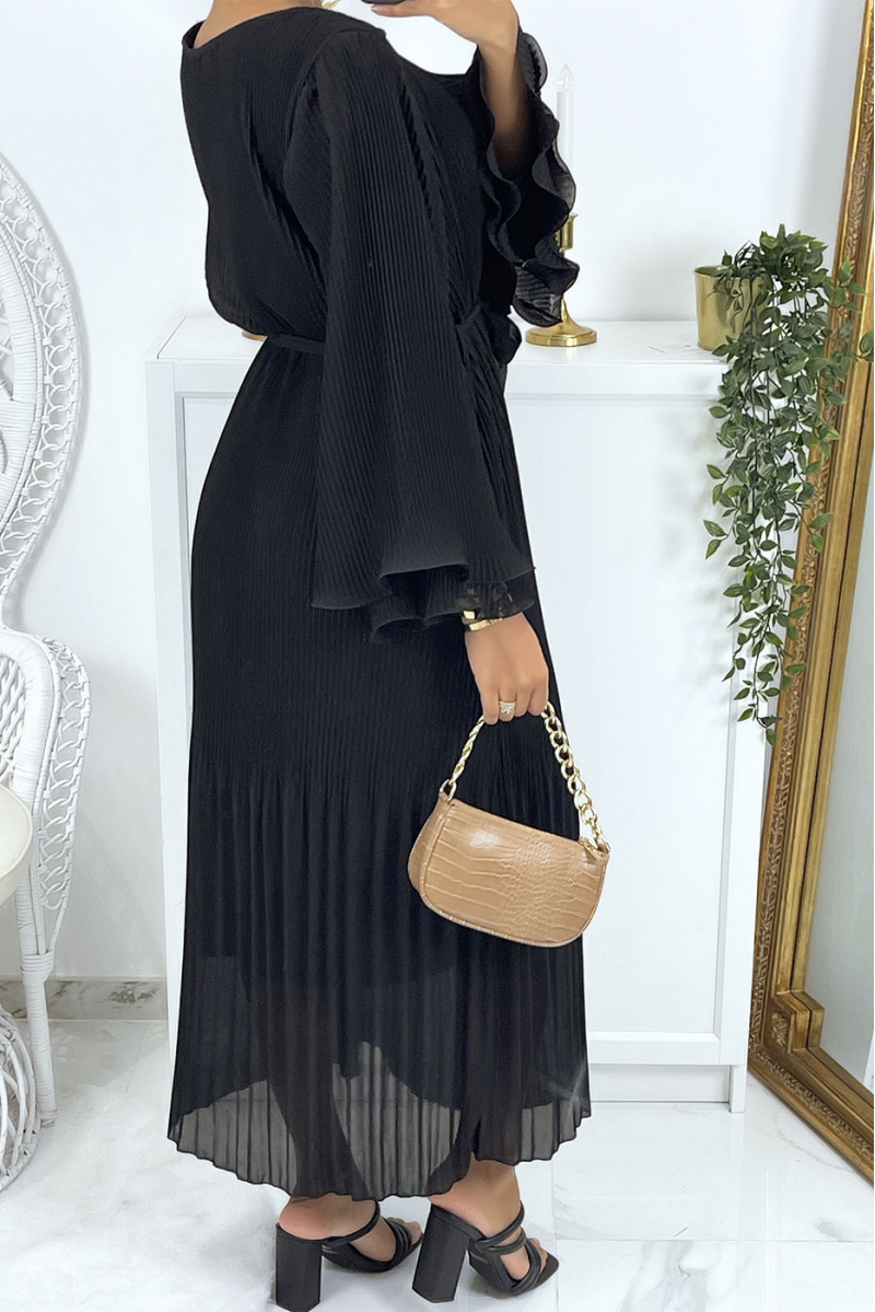 Lange zwarte geplooide jurk - 3