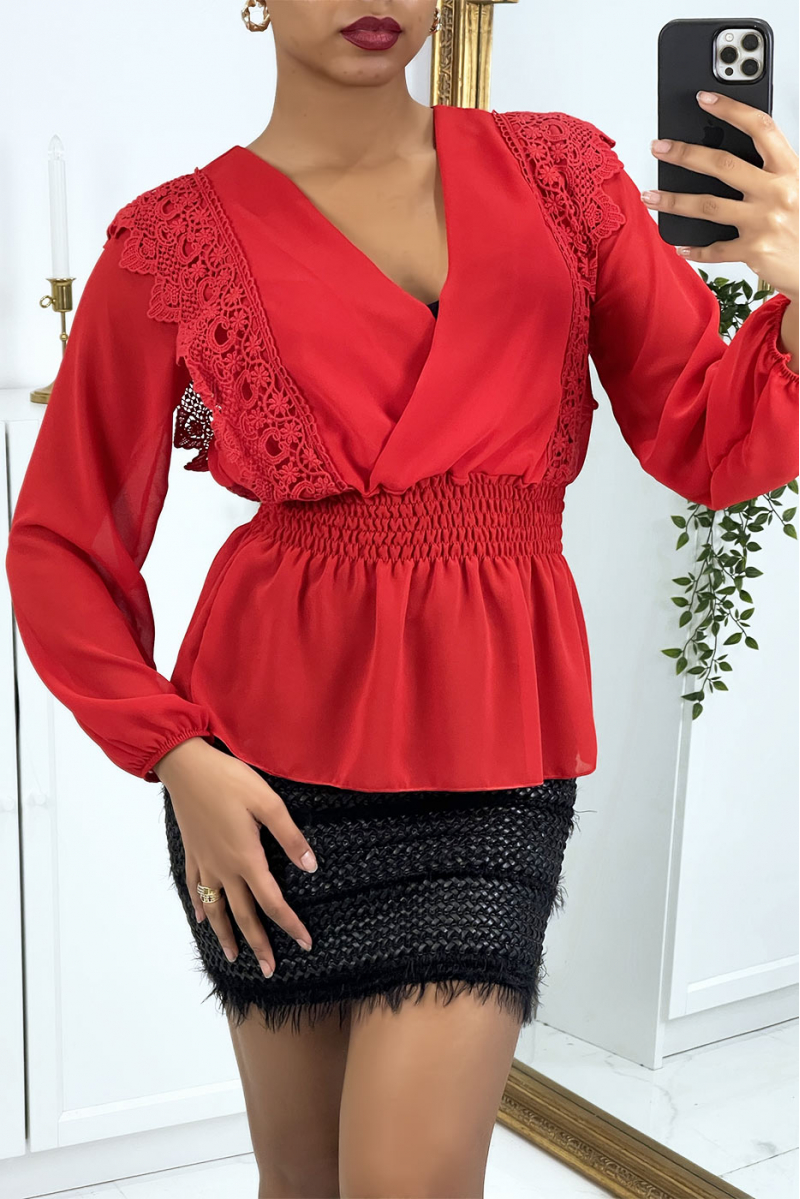 Red flowing wrap blouse - 1