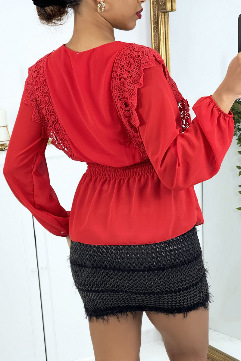 Red flowing wrap blouse - 2
