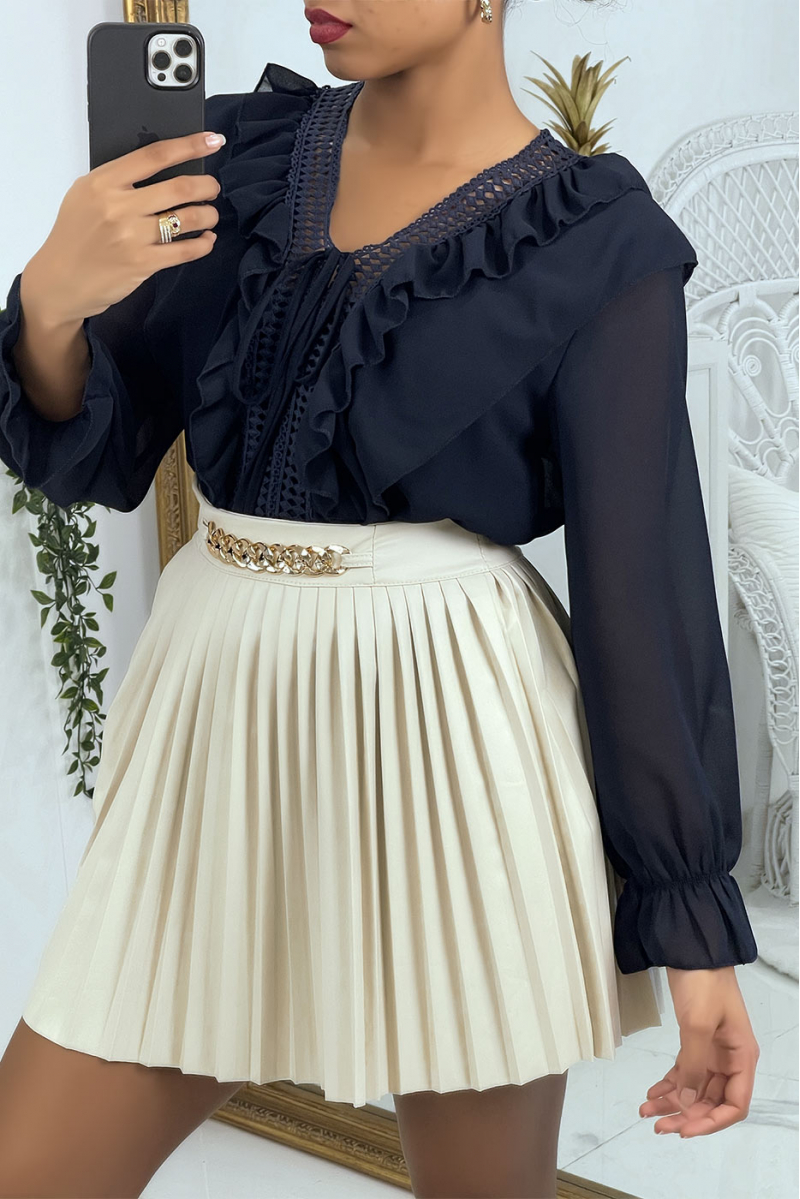 Blouse with ruffles and black embroidery - 2