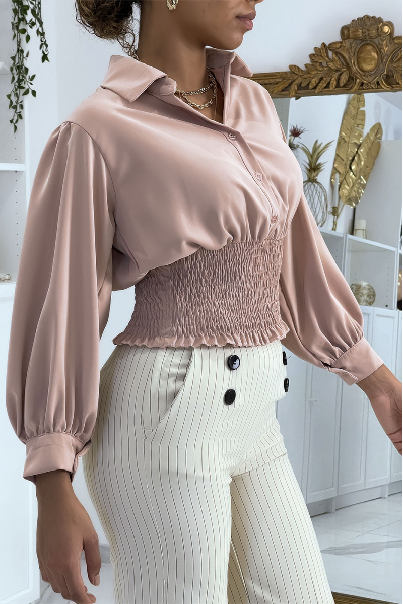 Korte roze blouse met knopen - 2 Korte roze blouse met knopen - 2