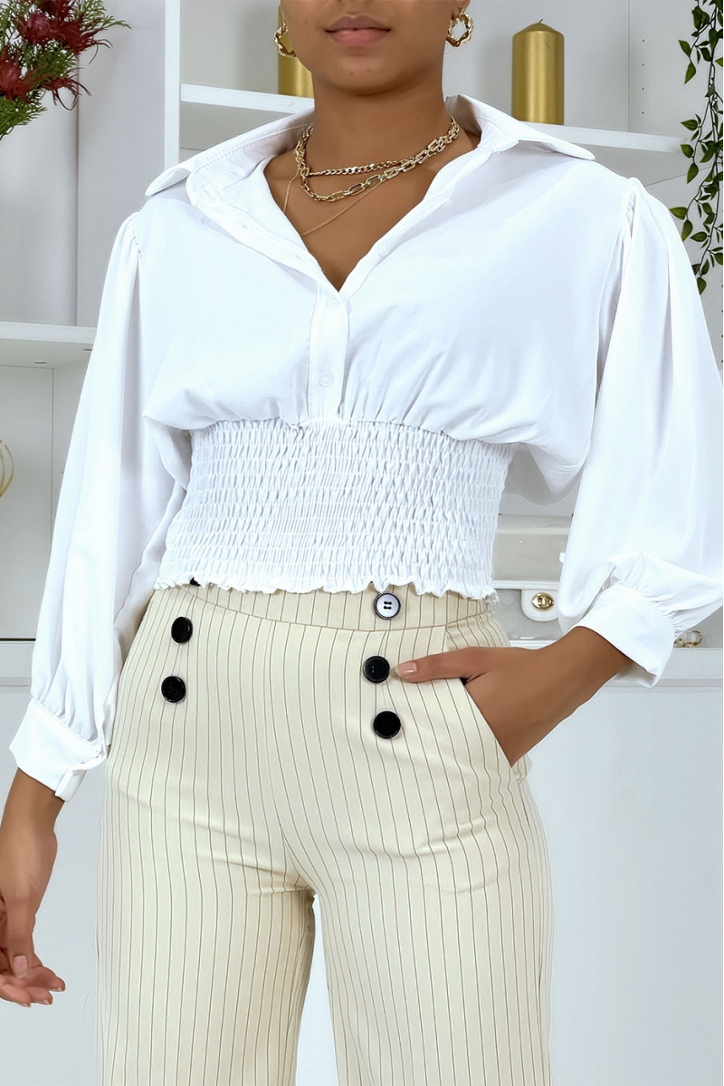 Short white blouse with buttons - 2