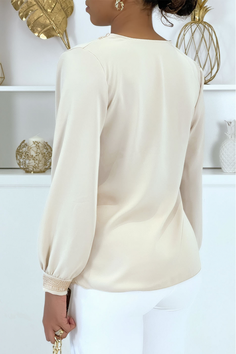 Blouse col V style bohème chic - 4