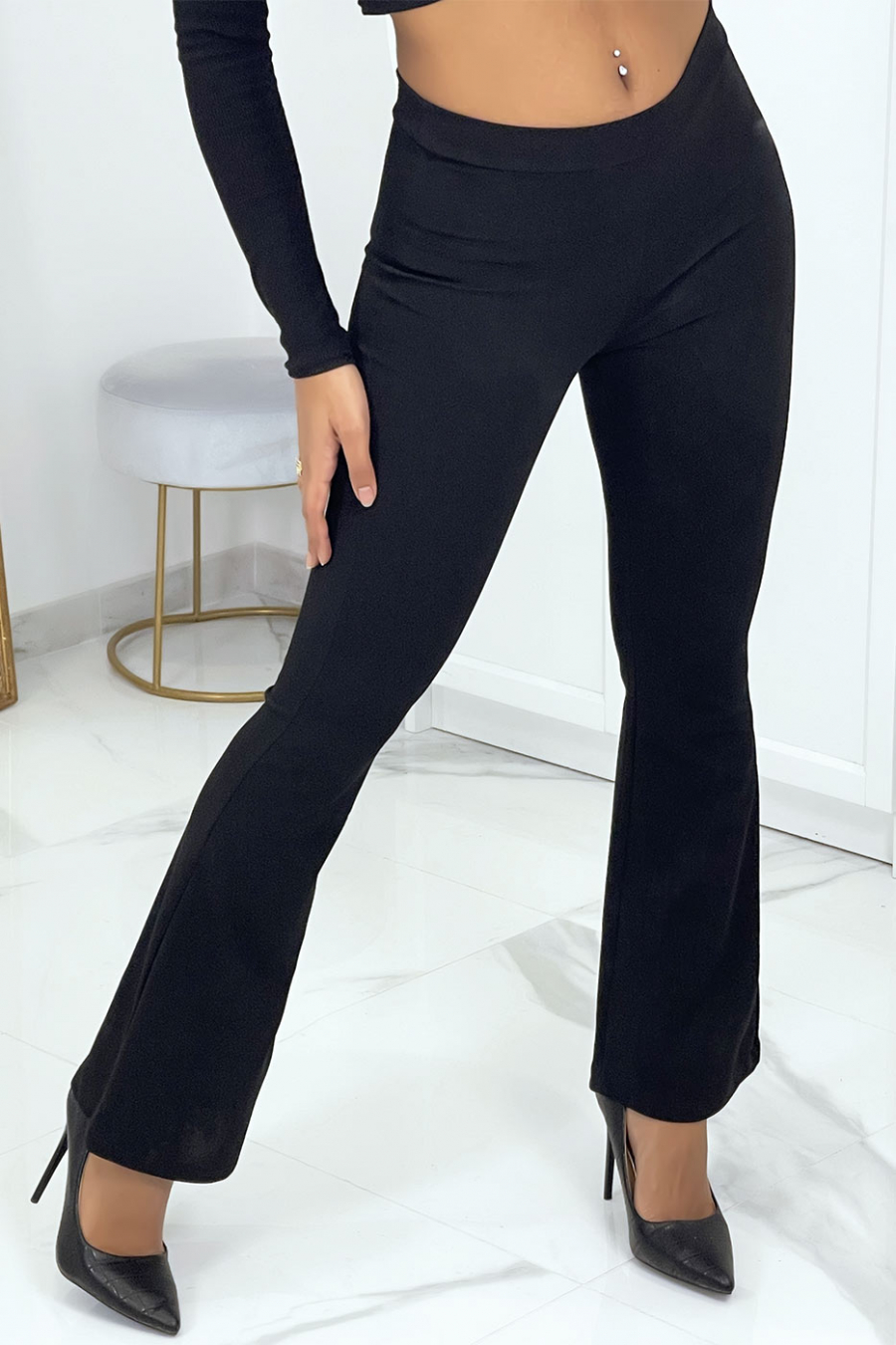 black skinny flare pants