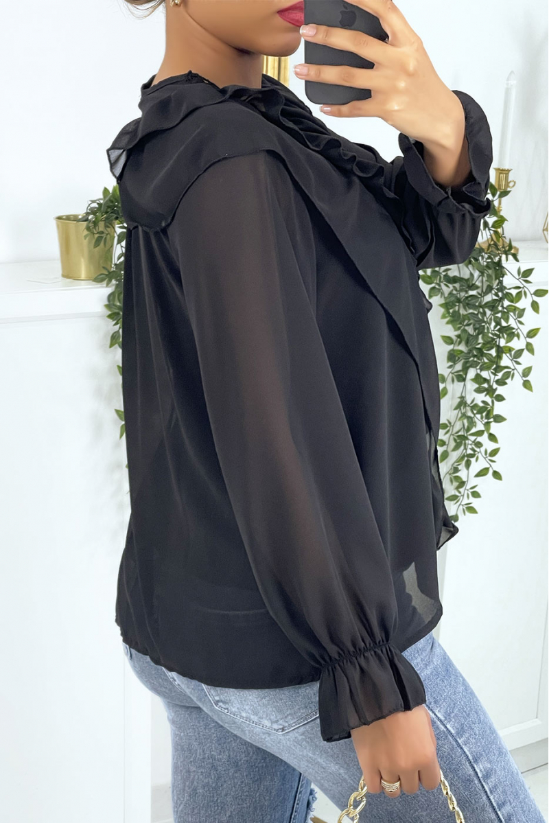 Blouse with ruffles and black embroidery - 7