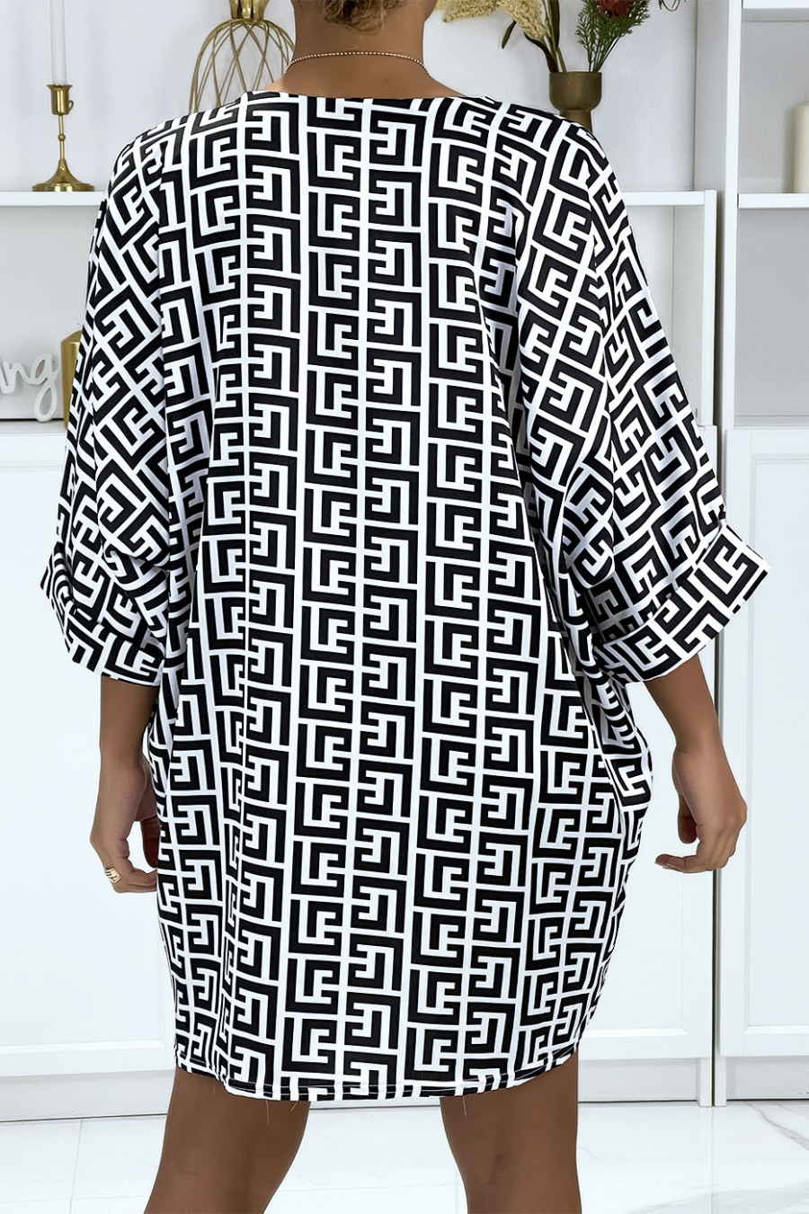 Robe tunique ample motif noir et blanc - 3