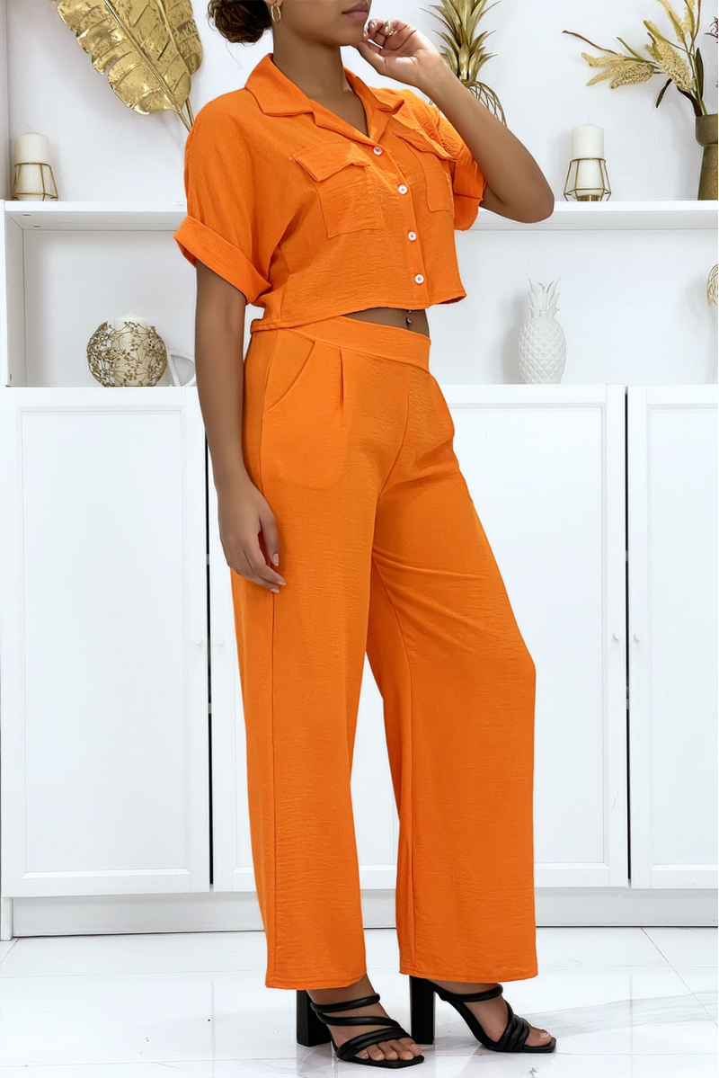 Set Sahara overhemd en oranje palazzobroek - 1