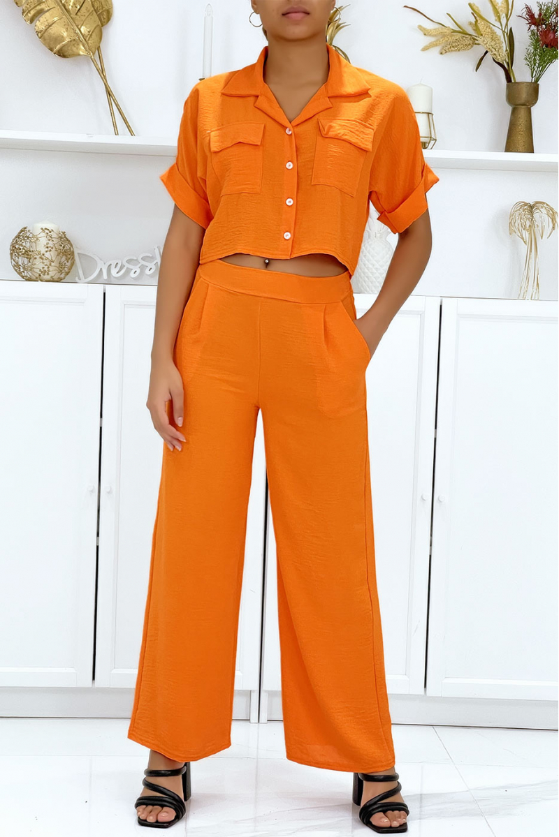 Set Sahara overhemd en oranje palazzobroek - 2