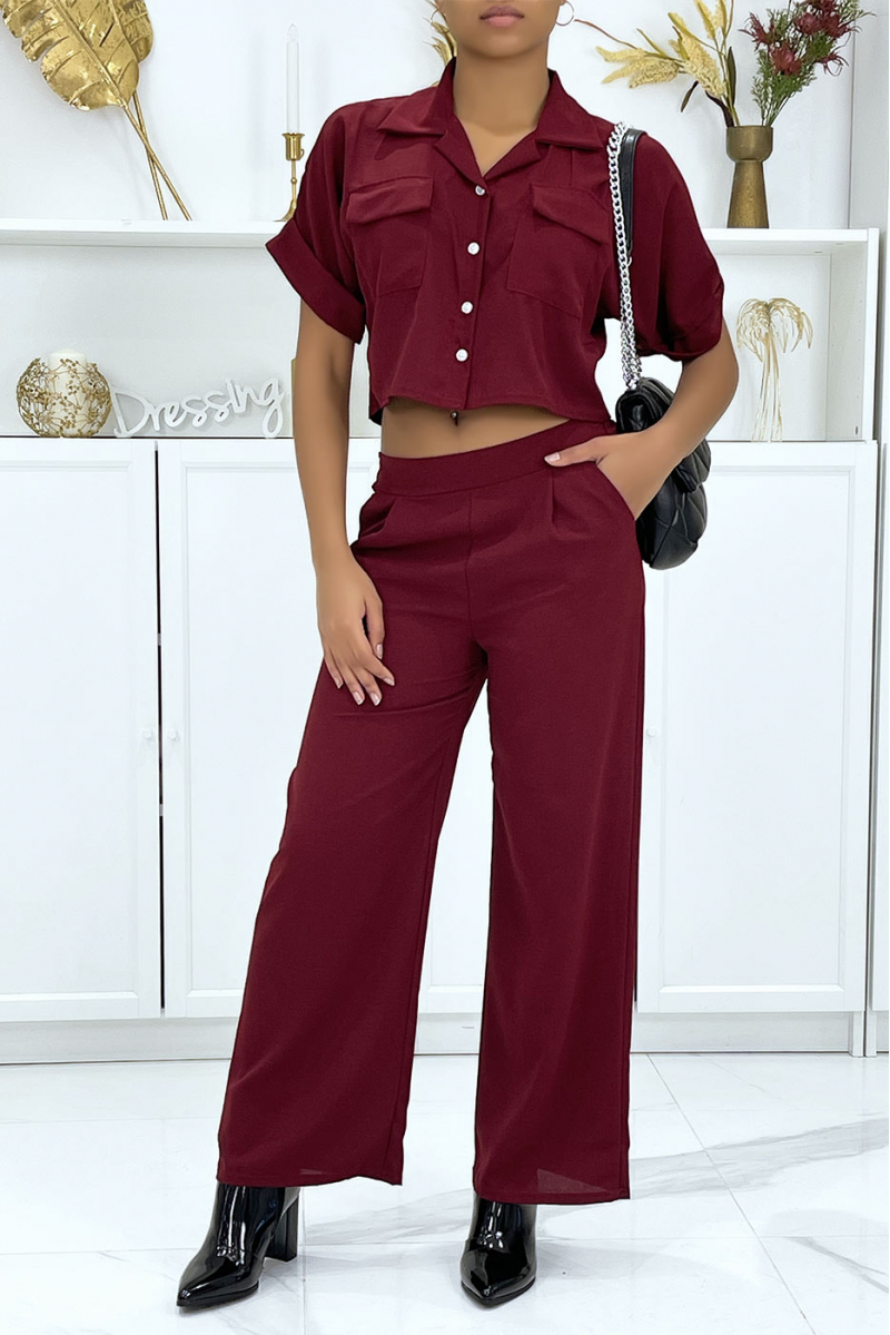Saharan shirt and burgundy palazzo pants set - 1