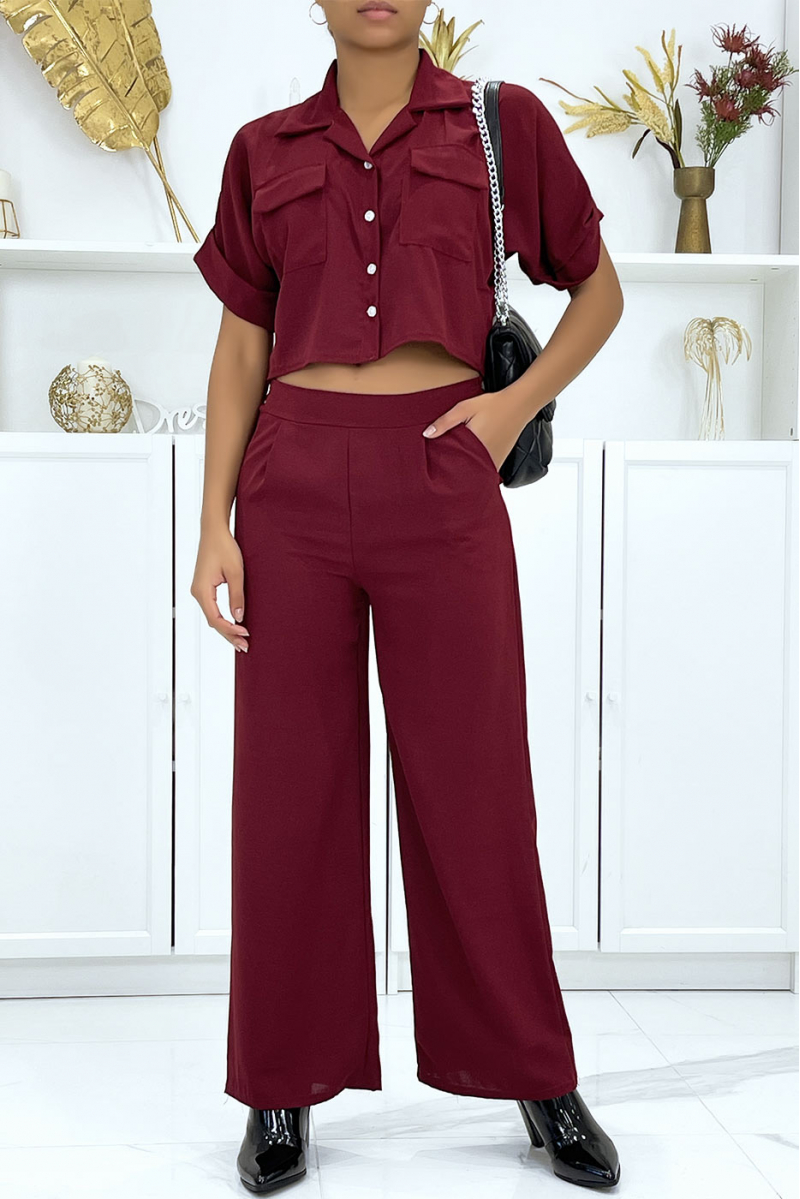 Saharan shirt and burgundy palazzo pants set - 2